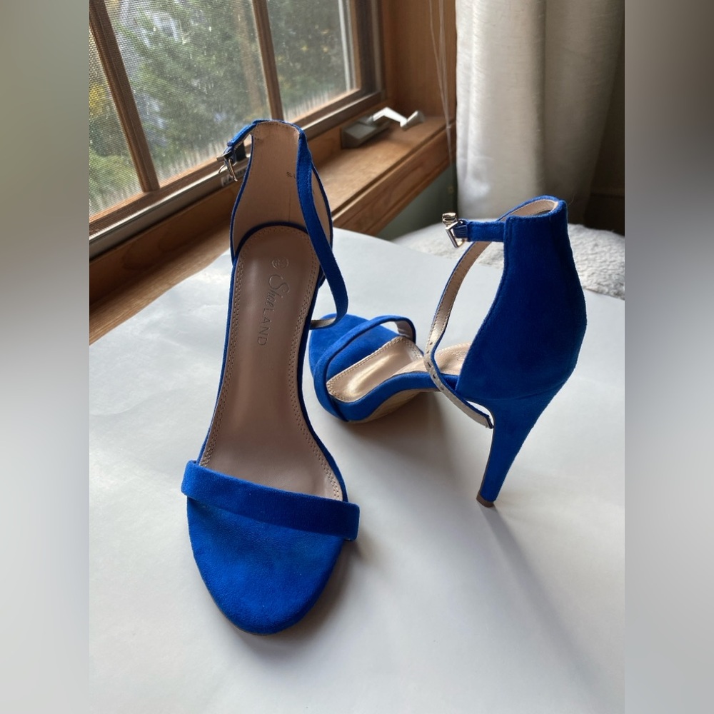 Blue Suede High Heel Sandals